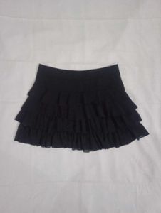Black Ruffled Mini Skirt