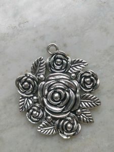Vintage Rose Bouquet Charm Pendant