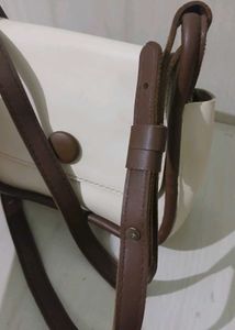 Chic Cream Crossbody Bag with Scarf Accent