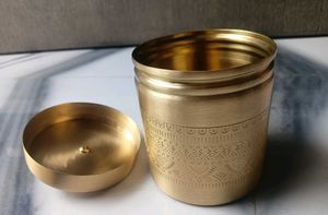 Handcrafted Brass Jar With Lid For Tea Sugar And S