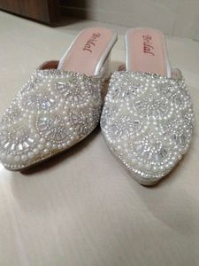 Embellished Pearl &amp; Crystal Mules