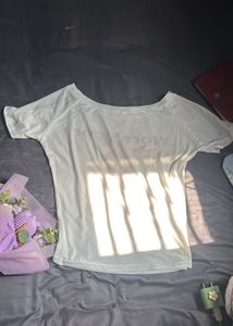 Lulu &amp; Sky White Graphic Off-Shoulder T-Shirt