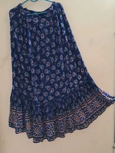 Bohemian Blue Print Midi Skirt