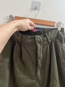 Olive Green corduroy Wide Leg Pants