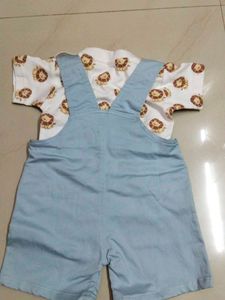 Baby Blue Lion Overalls &amp; Tee Set