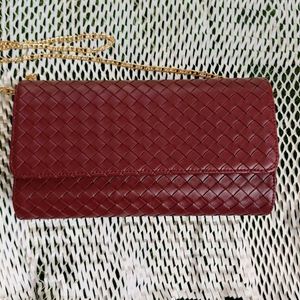 Estee lauder Burgundy Woven Chain Crossbody Bag