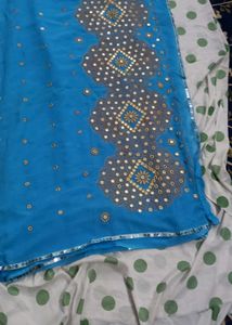 Stunning Blue Embellished Saree