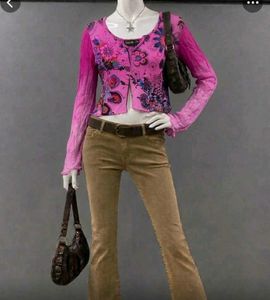 Vibrant Pink Floral Print Bell Sleeve Top