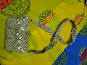 Boho Macrame Sling Bag with Shells