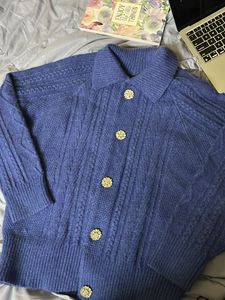 Korean Blue Knit Cardigan
