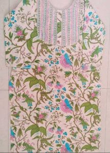 Floral Bird Print Kurta