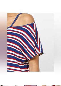 ONLYStriped Cold-Shoulder T-shirt