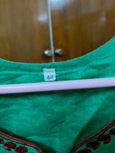 Green Embroidered Kurta Top