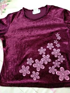 Shimmery Maroon Velvet top for Pretty Girls 👧 💕