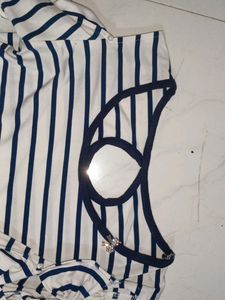 Navy Blue Striped long Top