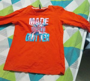 Orange "Made with Glitter" Long Sleeve T-Shirt