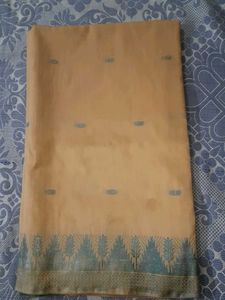 Elegant Peach Saree with Silver Border