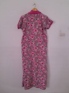 Pink Floral Printed Night Wear Maxi (Women's)