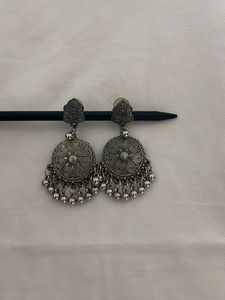 Boho Silver Jhumka Earrings