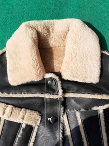 Chic Faux-Leather Shearling Aviator Jacket