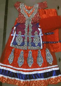 Beautiful Red &amp; Blue Lehenga Choli Set