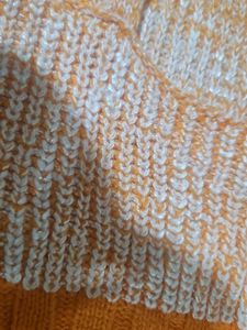 Orange &amp; White Knit Crop Top