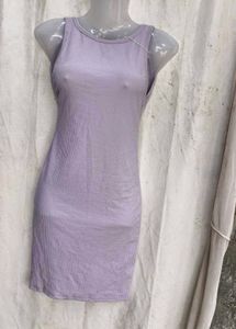 7208. Ribbed Lavender Tank Dress