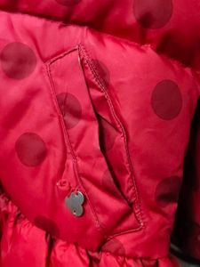 Girls Pink Polka Dot Puffer Coat