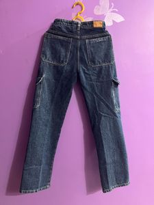 Stylish Dark Wash Cargo Jeans