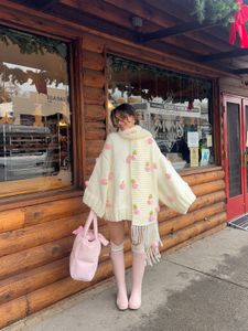 Cream Scarf with Pink Rose Appliques