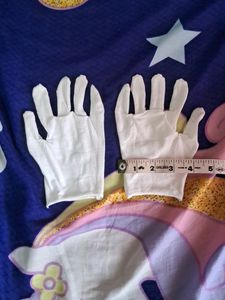White, Cotton Gloves For Boys N Girls