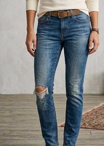 Distressed Blue Denim Jeans