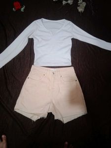 Basic White Long Sleeve Top and Short pant