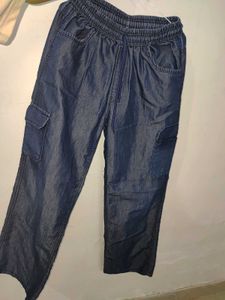 Stylish Blue Cargo Denim Pants