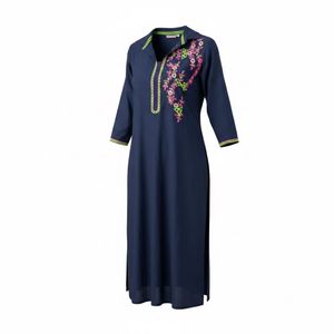 Navy Blue Embroidered Kurta