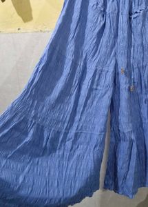 Blue Maxi Skirt palazzo with Pockets