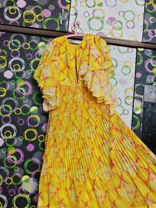 Vibrant Yellow Embellished Ethnic Gown
