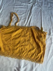 Yellow Lace Trim Crop Top