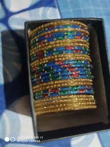 Green Blue Golden Mix Colors Chudi Set