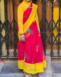 Red &amp; Yellow Kids Saree