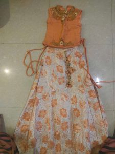 Orange Floral Lehenga Choli Set