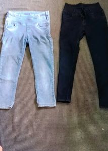 Set Of 2 Ladies Jeans Black And Gray