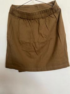 Brown Straight Cotton Skirt