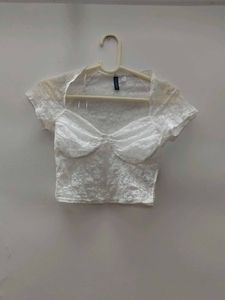 Beautiful White Lace Bustier Crop Top