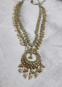 Elegant Pearl &amp; Stone Necklace Set