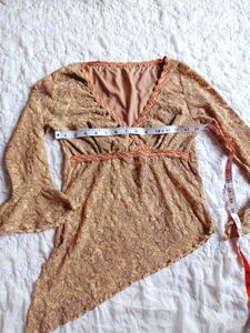 Boho Paisley Lace Trim Long Sleeve Top