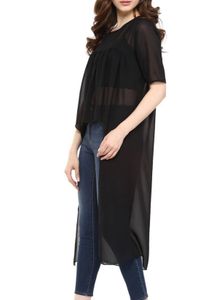 Sheer Black High-Low Tunic Top