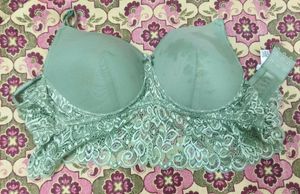 Green Lace Trim Bra
