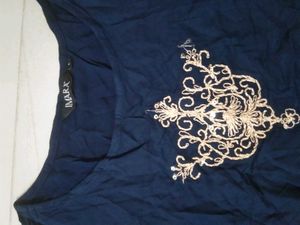Stylish Navy Blue Embroidered Kurta