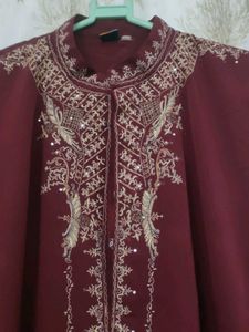 Maroon Embroidered Kurta